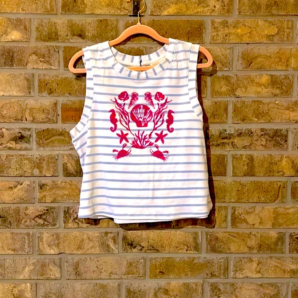 Anthropologie Seascape striped tank sleeveless blue white pink